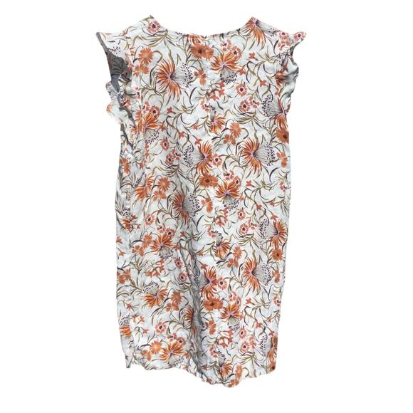 Joie Womens Linen Shift Dress Size Medium White Floral Boho Coastal Beach Boho - Picture 4 of 8